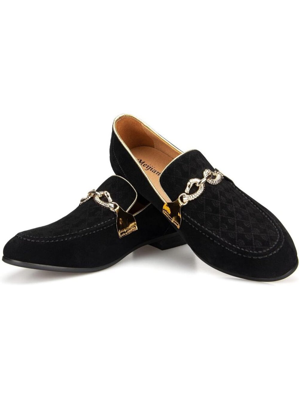Meijiana Men's Black05 Microfiber Loafers Buckle PU Leather Weeding Dress Shoes